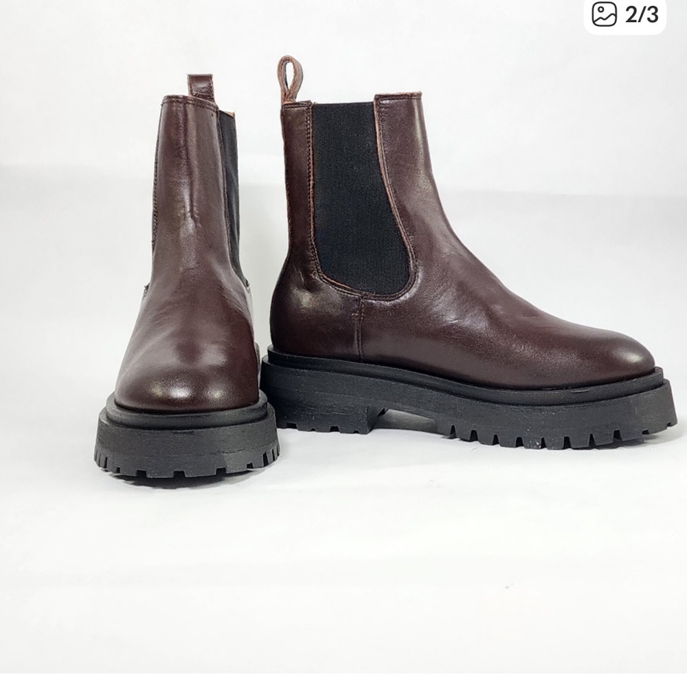 & Other Stories Dark Brown Leather Ankle Boots